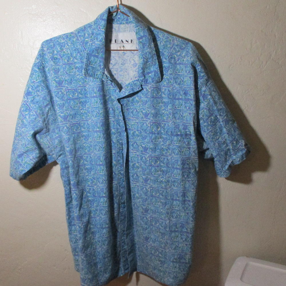 Frank button up Abstract crazy 90s Men's XL s/s